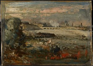 Skica k dílu „Otevření mostu Waterloo, pohled ze schodů Whitehall, 18. června 1817“ od John Constable