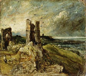 Náčrt hradu Hadleigh (recto) (olej na desce) od John Constable