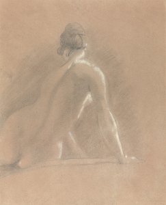 Studie ženského aktu při pohledu zezadu (křída na papíře) od John Constable