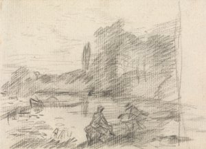 Dvě postavy u řeky od John Constable