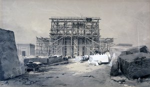 Stavba Euston Arch, leden 1838 (pero a inkoust a mytí na papíře) od John Cooke Bourne