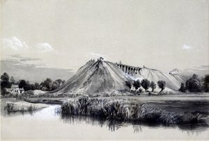 Making the Embankment ve Wolvertonu, 29. června 1837 (pero, inkoust a mytí na papíře) od John Cooke Bourne