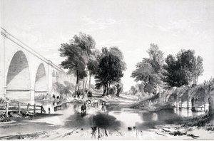 Viadukt přes řeku Blythe, Londýn a Birminghamská železnice, 1839 od John Cooke Bourne