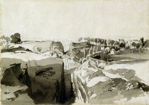 Pohled z vrcholu tunelu, Linslade, Buckinghamshire, 12. října 1837 (pero a inkoust a mytí na papíře) od John Cooke Bourne
