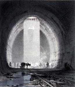Working Shaft, Kilsby Tunnel, 8. července 1837, vyryto umělcem od John Cooke Bourne