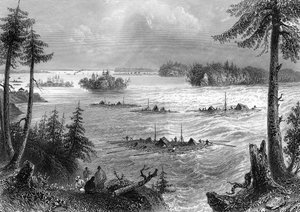 Soutok řek Ottawa a St Lawrence, Kanada, 1842.