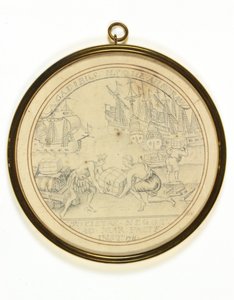 Návrh medaile na památku Instituce společnosti South Sea Company od John Croker
