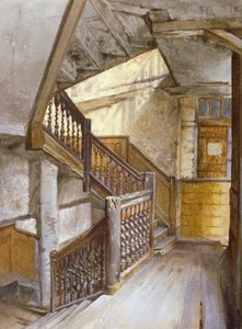 Vnitřní pohled na schodiště v domě v White Lion Court, Westminster, Londýn, 1880 od John Crowther