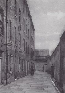 Ztracený Londýn: Marshalsea Place, část věznice pro dlužníky (litografie) od John Crowther