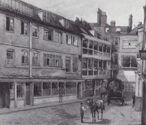 Lost London: Yard of the George Inn, Borough (litografie) od John Crowther