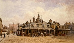 Pohled na Oxford Market, St. Marylebone, cca 1880 (akvarel na papíře) od John Crowther