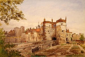 Pohled na Tower of London, ukazující Byward Tower, Beauchamp Tower, Devereux Tower a St. Thomas Tower od John Crowther