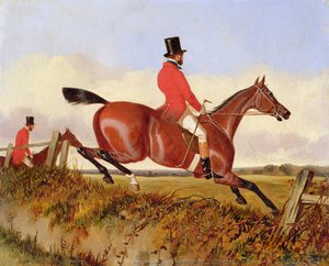 Foxhunting: Clearing a Bank, cca 1840 (olej na palubě)