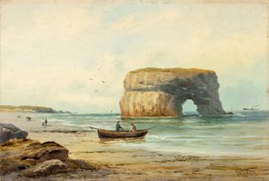 Marsden Rock, kolem 1885-1910 (olej na palubě) od John Davison Liddell
