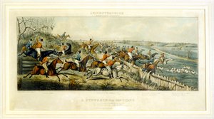 A Struggle for a Start, The Leicestershires, vyryl Henry Alken (1785-1851) 1825 (barevná rytina) od John Dean (after) Paul