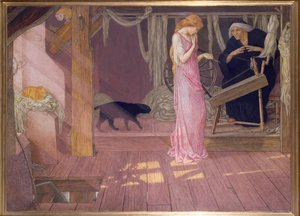 Šípková Růženka: Princezna píchne do prstu (tempera)