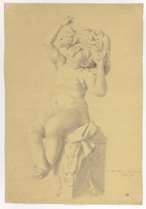 Starožitná socha sedícího putta držící masku Silenus od John Downman