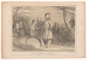 Lord Palmerston v hetland van de apen Putovaná opice. S velkou volností kopírováno z nenapodobitelného obrázku Edwina Landseera (název na objektu) HB Sketches (název série na objektu) od John Doyle