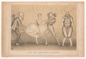 Spotprent potkal kerst voorstelling Nová vánoční pantomima (název na objektu) HB Sketches (název série na objektu) od John Doyle
