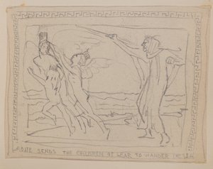 Aoife posílá Děti Lir na toulky po moři (tužka) od John Duncan