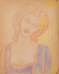 Bez názvu [středověká ženská postava] (tužka) od John Duncan