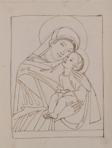 Bez názvu [Panna a dítě] (pero a inkoust) od John Duncan