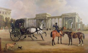 Pan Massey Stanley s kabrioletem a kočáry na rohu Hyde Parku, 1833 od John E. Ferneley