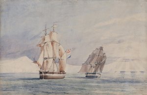 H.M. Lodě Erebus a Terror v Rossově moři od John Edward Davis