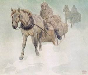 Koňské sáně, ilustrace z 