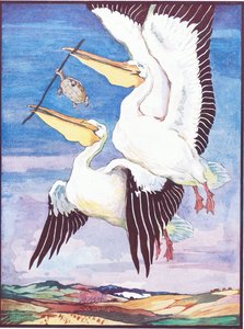 „Byla to jedna z nejpodivnějších památek, která kdy byla“, ilustrace „Želva, která neudržela jazyk“ z „Legendy zvířat z mnoha zemí“, vydané nakladatelstvím Raphael Tuck & Sons Ltd. (barevné lito) od John Edwin Noble