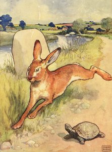 Hospoda Želva a zajíc z Ezopových bajek. od Raphael Tuck & Sons Ltd., Londýn (knižní ilustrace)