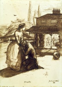 Přijato, 1853 (pero a hnědý inkoust na papíře) od John Everett Millais