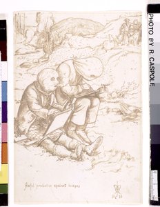 Strašná ochrana proti pakomárům, 1853 (pero a hnědý inkoust na papíře) od John Everett Millais