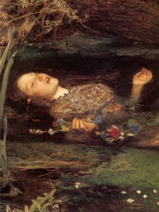 Ophelia, detail od John Everett Millais