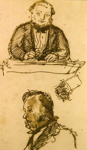 Dražitel (pero a inkoust na papíře) od John Everett Millais