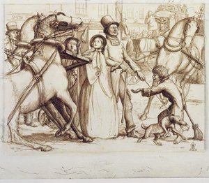 The Blind Man, 1853 (pero, inkoust, lavír a grafit na tkaném papíře) od John Everett Millais