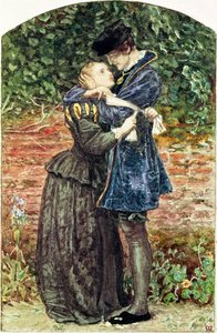 Huguenot, 1852 (wc, pero, inkoust a kvaš na papíře) (viz také 19693) od John Everett Millais