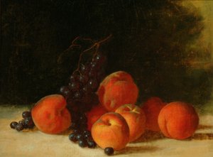 Zátiší s hrozny a broskvemi, kolem roku 1845 (olej na plátně)