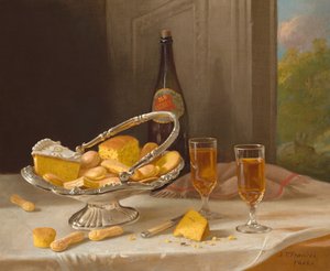 Zátiší se stříbrným dortovým košem, 1866.