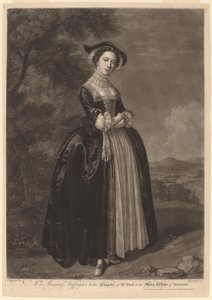 Paní Margaret Woffington v Postavě paní Fordové ve Veselých paničkách z Windsoru od John Faber II after Edward Haytley