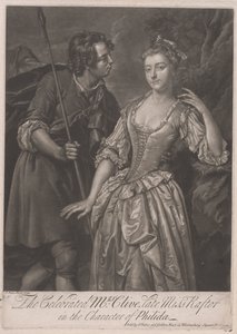 Oslavovaná paní Cliveová, zesnulá slečna Rafterová, v postavě Philidy od John Faber the younger