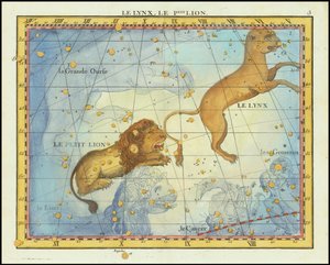Hvězdná mapa souhvězdí Lva z roku 1776, z Fortinova atlasu Celeste de Flamsteed