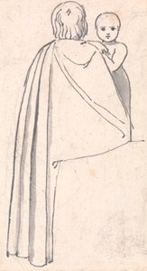 Zadní pohled na ženu s dítětem dívá přes rameno od John Flaxman