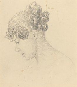 Hlava ženy, která se dívá dolů (Theresa Turner?) od John Flaxman