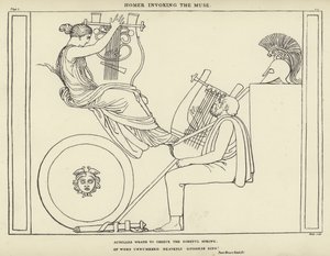 Homer vyvolává múzu od John Flaxman