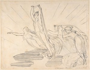 Ráno: Popeova Odyssea, kniha 12 (recto); studie pro konečnou kresbu (verso) od John Flaxman