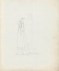 Mrs Siddons jako Constance, 1783 (pero, inkoust a mytí na papíře) od John Flaxman