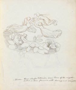 Oberon. Tam spí Titania, nějaký čas v noci..., 1783 (pero, inkoust a mytí na papíře) od John Flaxman