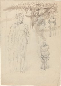 List studií, včetně Warrior with Child [recto and verso] od John Flaxman
