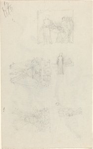 Studie lůžka pro nemocné a dekorace pro fasádu Buckinghamského paláce [recto a verso] od John Flaxman